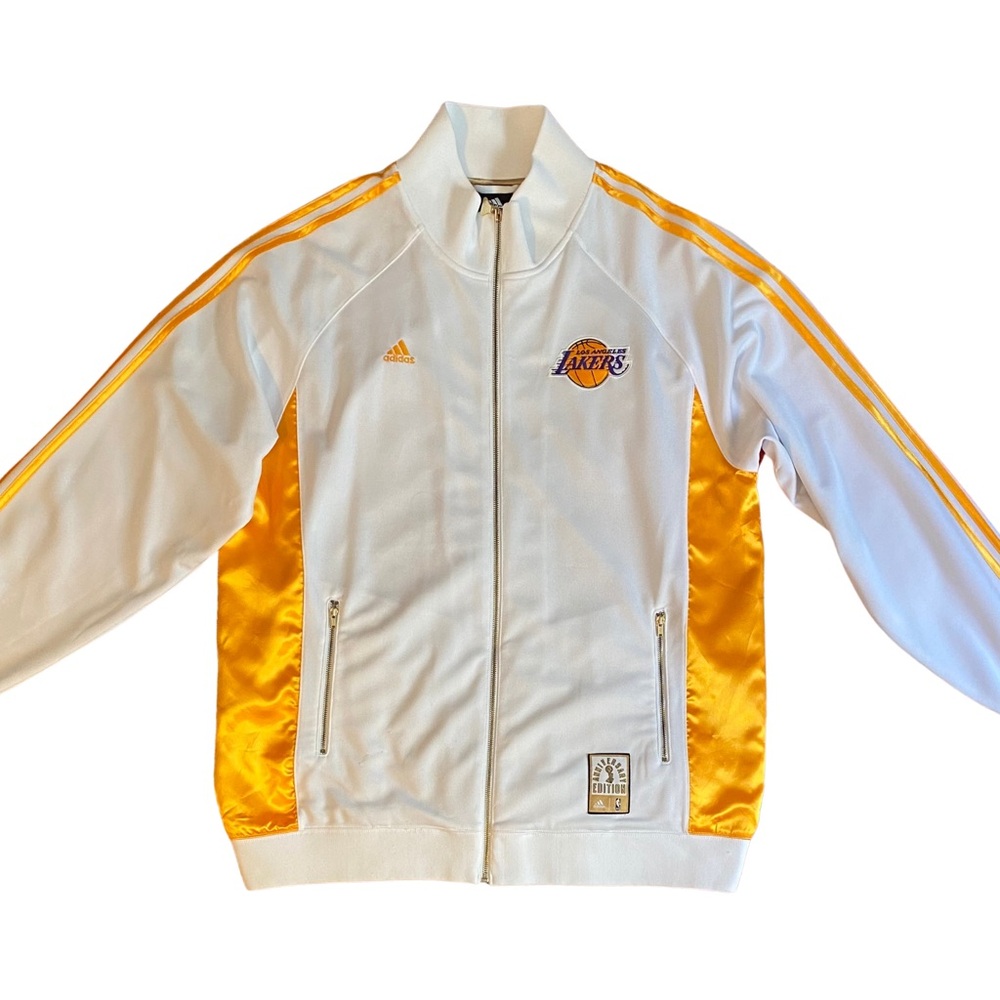 🔥 RARE! LA Lakers Adidas Jacket White 2009 Championship Size XL Kobe Bryant 🔥